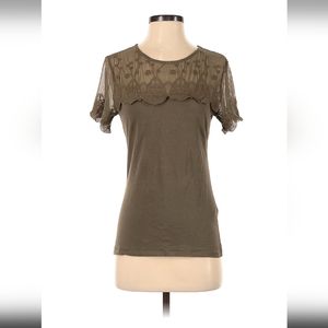 H&M Green Brown Lace Top - Size S